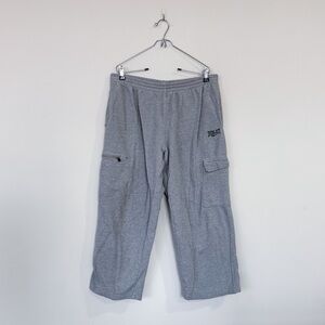Everlast Elastic Waist Grey Casual Baggy Grungy Wide Leg Drill Cargo Sweatpants